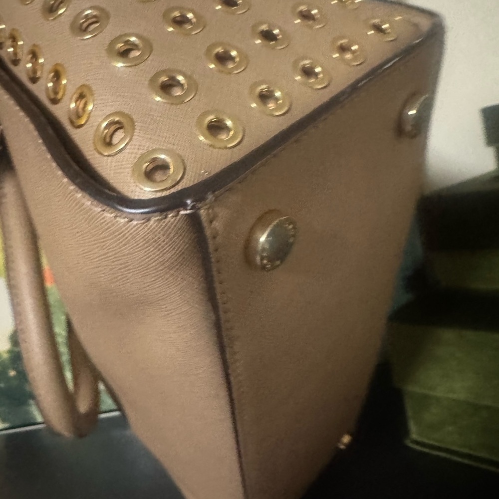 Michael Kors Beige Satchel with Gold Accents - Picture 5 of 11